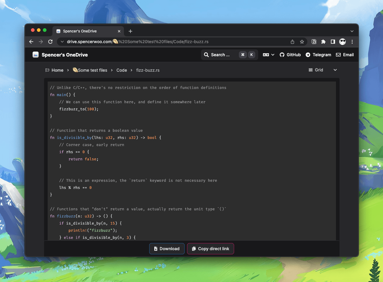 Dark code syntax highlight